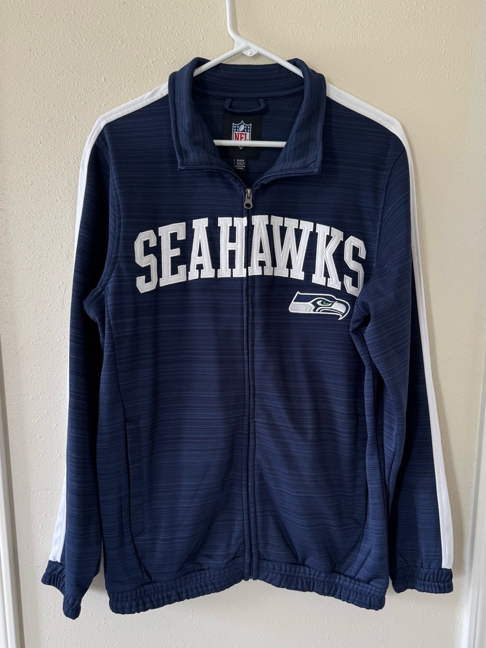 NFL Seattle Seahawks Men’s Sz Small Zip Up Blue Logo Jacket